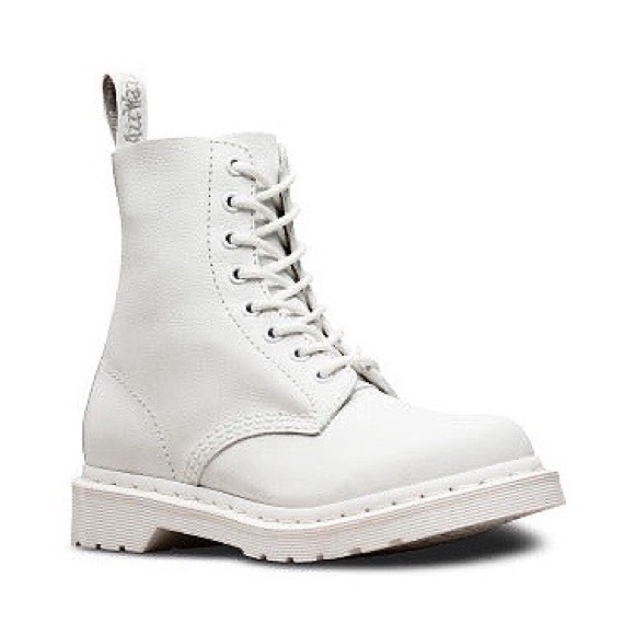 Dr. Martens Shoes - DR. MARTENS | 1460 Pascal Virginia Monochrome Optical White Leather Boots | 8